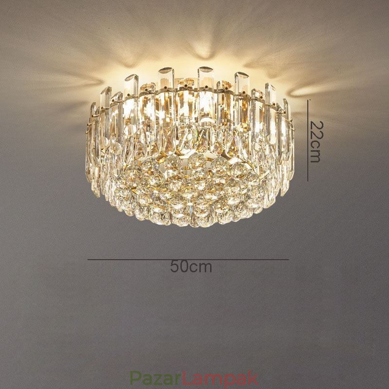 Luxus Crystal süllyesztett szerelésű, kerek kristálydekorációs mennyezeti lámpa