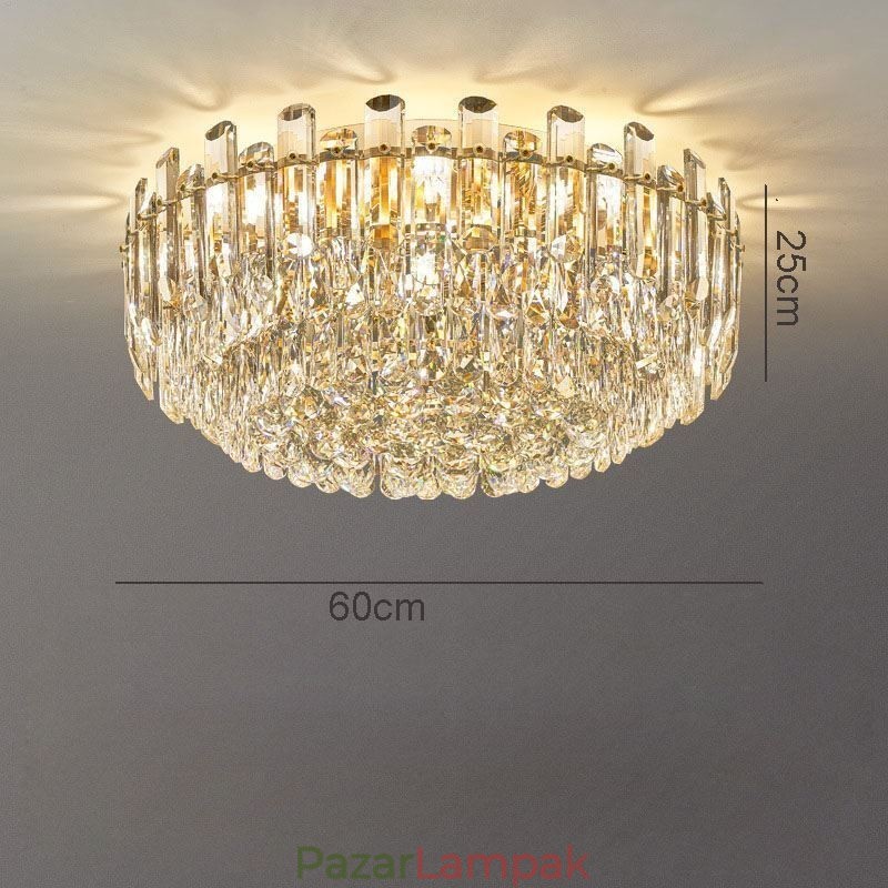 Luxus Crystal süllyesztett szerelésű, kerek kristálydekorációs mennyezeti lámpa