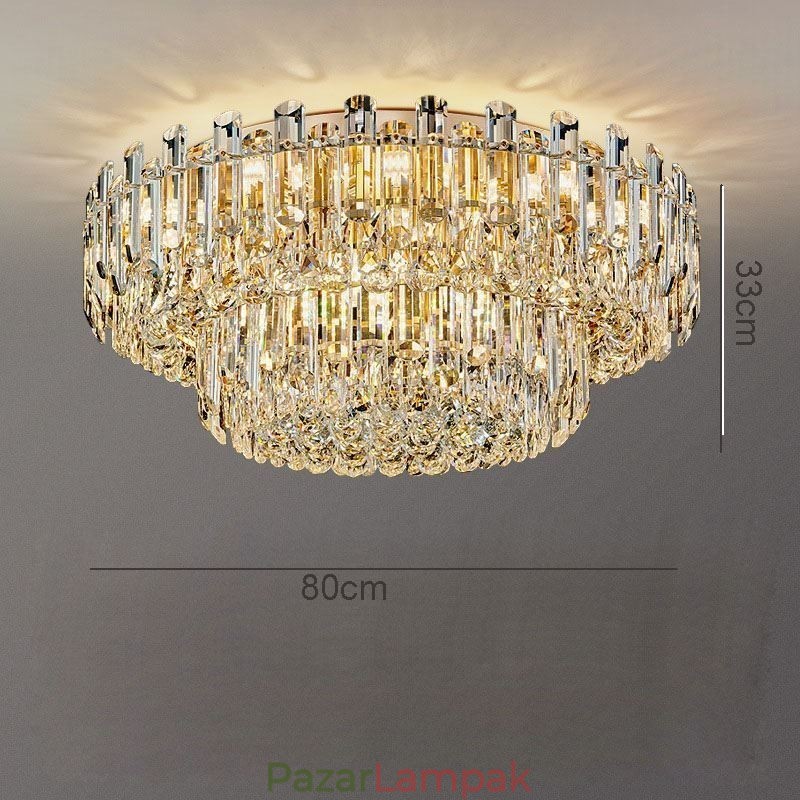 Luxus Crystal süllyesztett szerelésű, kerek kristálydekorációs mennyezeti lámpa
