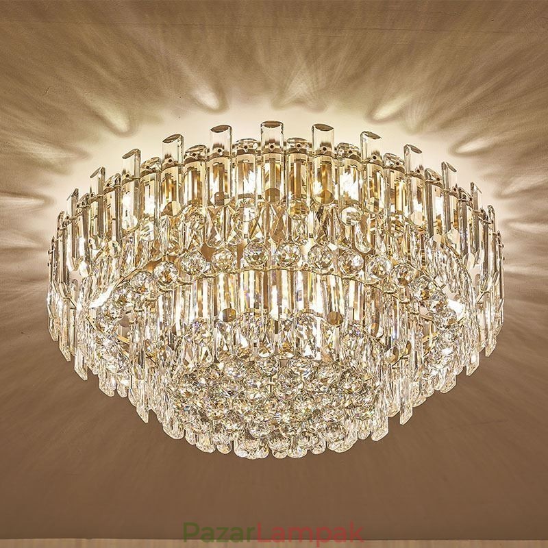 Luxus Crystal süllyesztett szerelésű, kerek kristálydekorációs mennyezeti lámpa