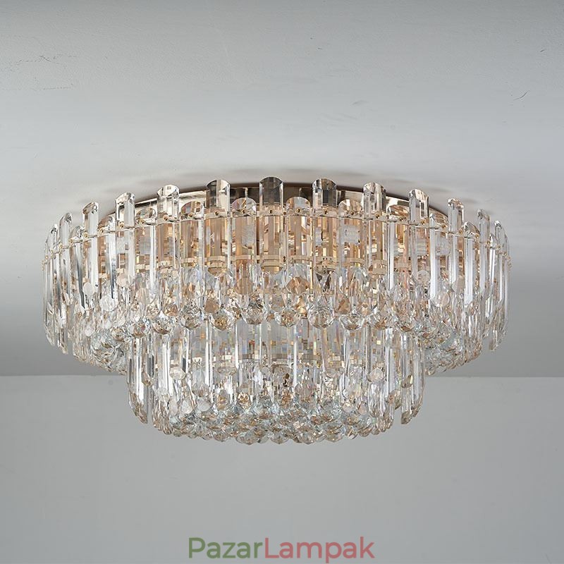 Luxus Crystal süllyesztett szerelésű, kerek kristálydekorációs mennyezeti lámpa