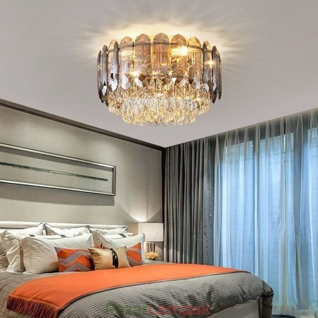 Crystal Flush Mount Füstös Szürke Kerek Kristály Dekorációs Mennyezeti Világító Crystal Flush Mount Füstös Szürke Kerek Kristály Dekorációs Mennyezeti Világító