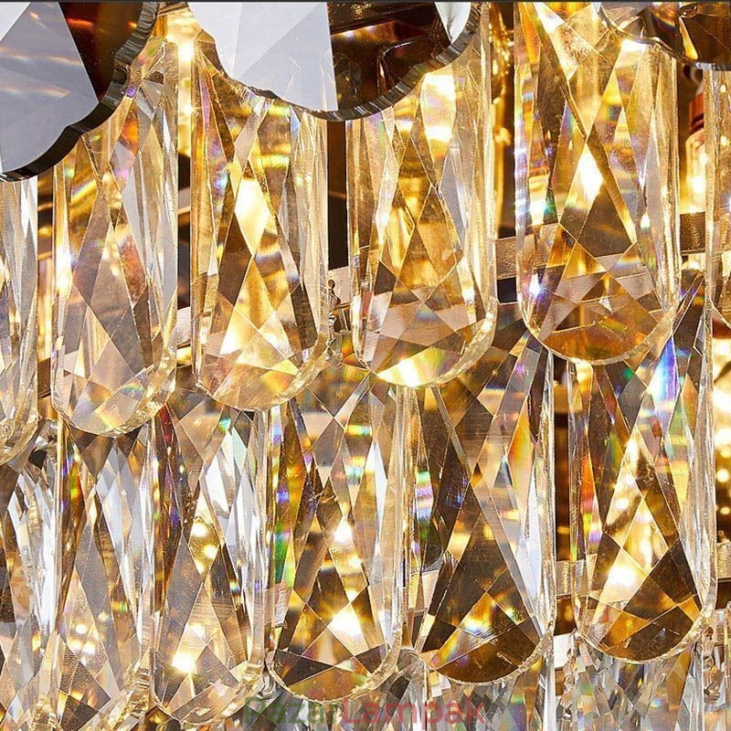 Crystal Flush Mount Füstös Szürke Kerek Kristály Dekorációs Mennyezeti Világító