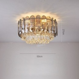 Crystal Flush Mount Füstös Szürke Kerek Kristály Dekorációs Mennyezeti Világító