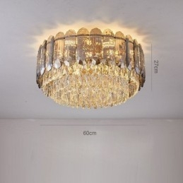 Crystal Flush Mount Füstös Szürke Kerek Kristály Dekorációs Mennyezeti Világító