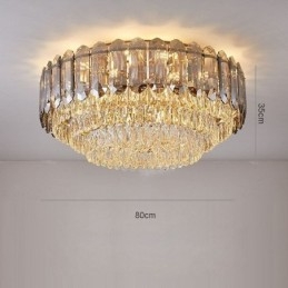 Crystal Flush Mount Füstös Szürke Kerek Kristály Dekorációs Mennyezeti Világító