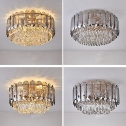 Crystal Flush Mount Füstös Szürke Kerek Kristály Dekorációs Mennyezeti Világító