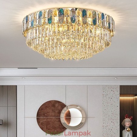 Crystal süllyesztett rögzítésű kerek kristály dekoráció mennyezeti könnyű kristályhéj lámpaernyő Crystal süllyesztett rögzítésű kerek kristály dekoráció mennyezeti könnyű kristályhéj lámpaernyő