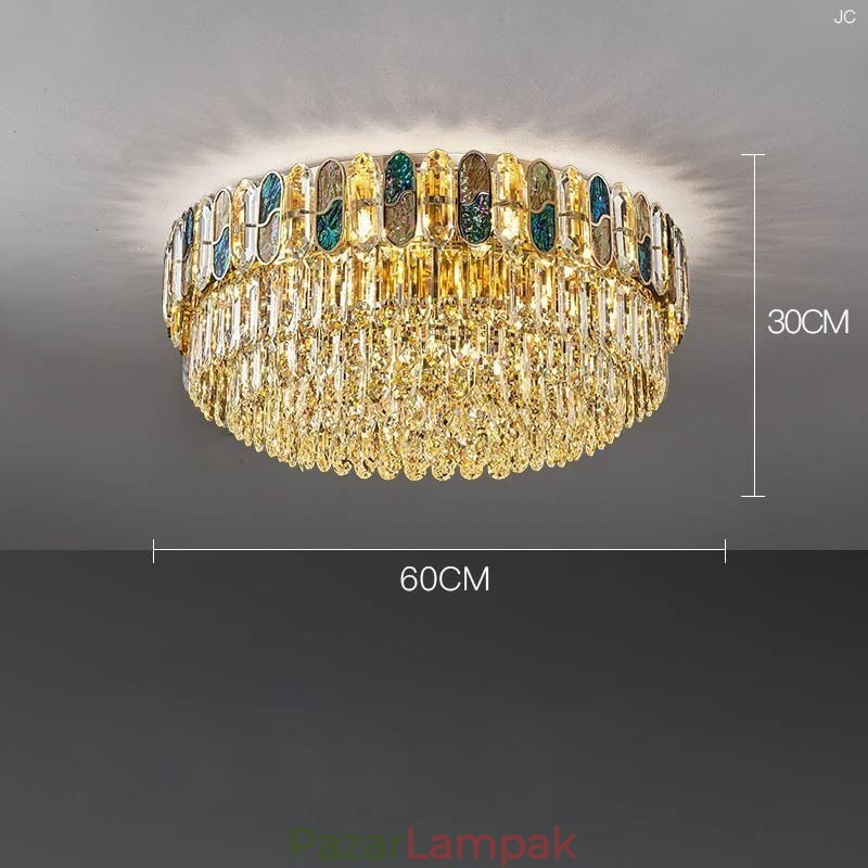 Crystal süllyesztett rögzítésű kerek kristály dekoráció mennyezeti könnyű kristályhéj lámpaernyő