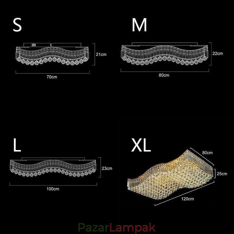 Európai Crystal süllyesztett téglalap csillár