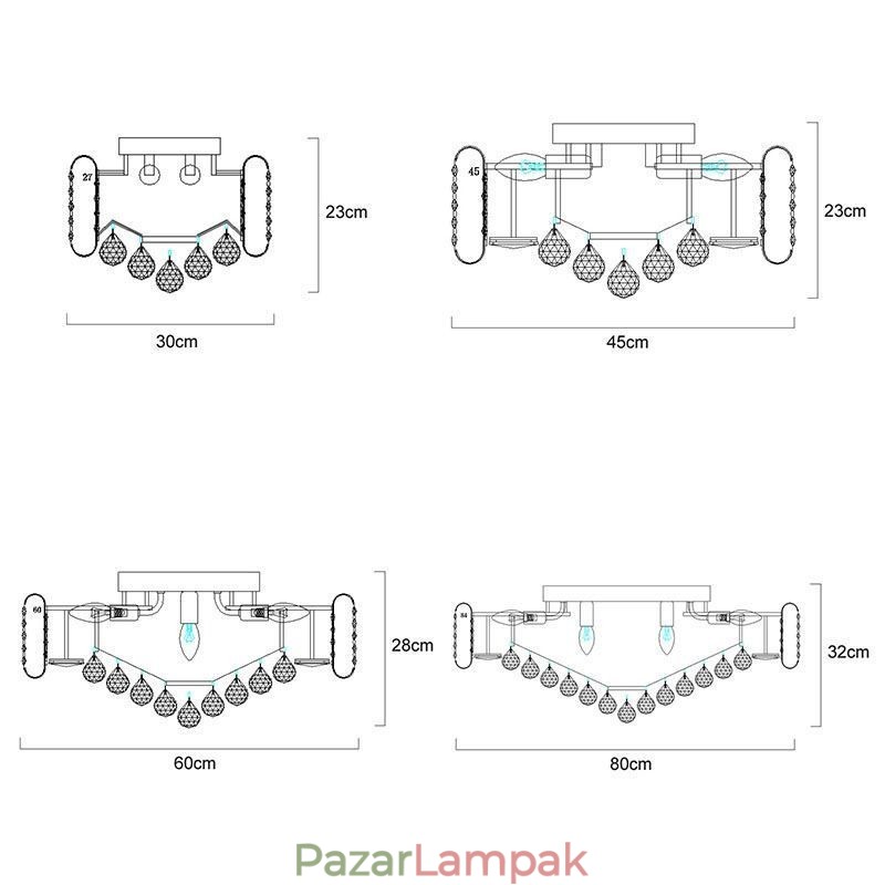 Európai stílusú süllyesztett, kerek kristály mennyezeti lámpa