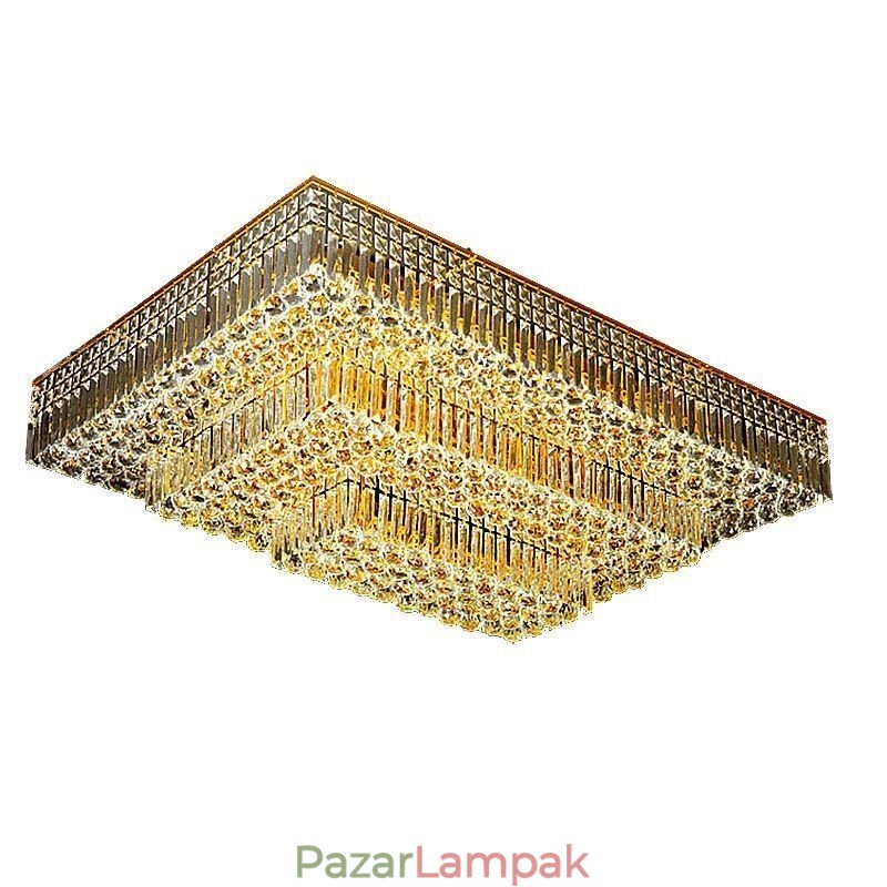 Modern, süllyesztett, háromszintes kristálycsillár