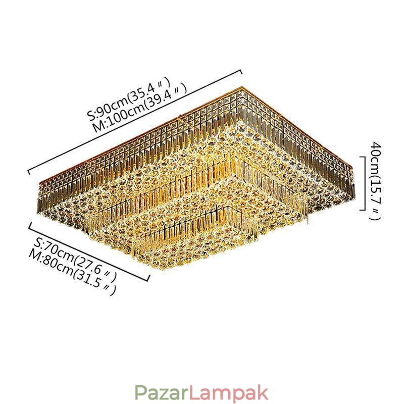 Modern, süllyesztett, háromszintes kristálycsillár