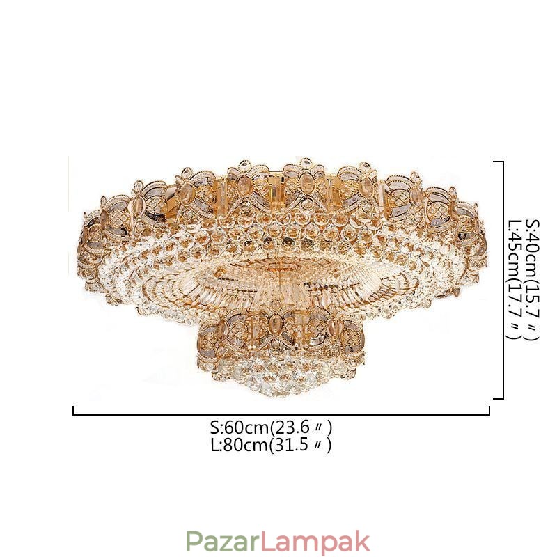 Modern arany kristály mennyezeti lámpa, kerek süllyesztett világítás
