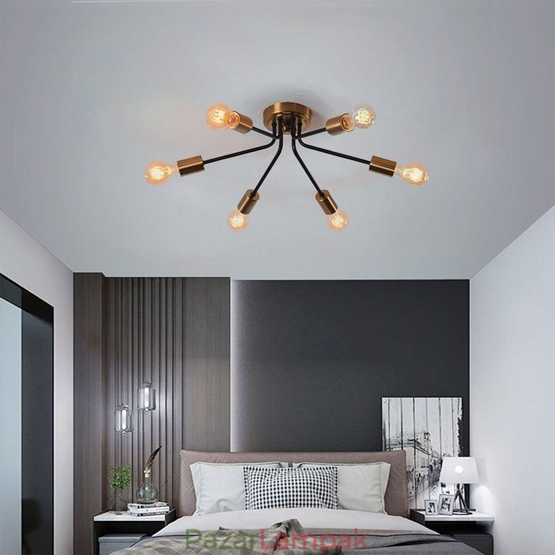 Sputnik Chandelier 6 Light, félig süllyesztett mennyezeti lámpatest