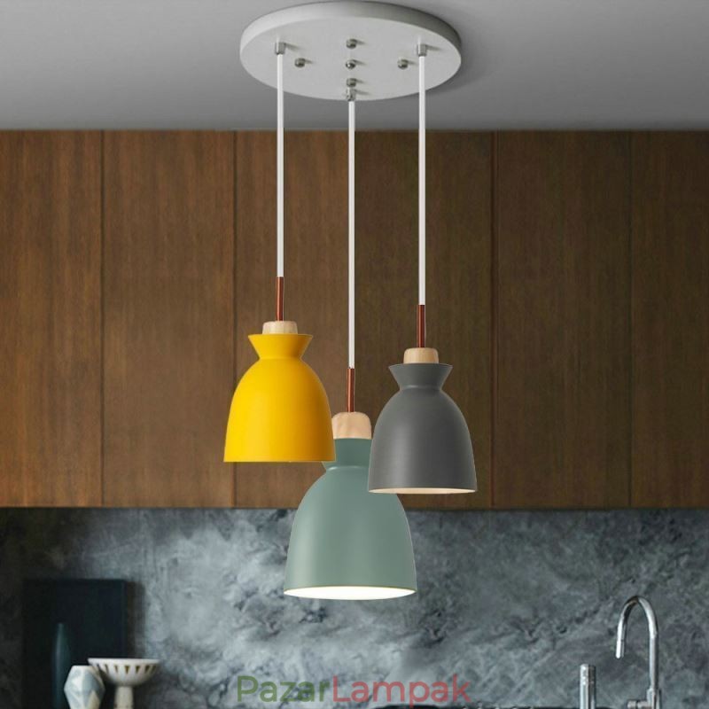 Nordic Simple Macaron függőlámpa Iron Arti Three Lights
