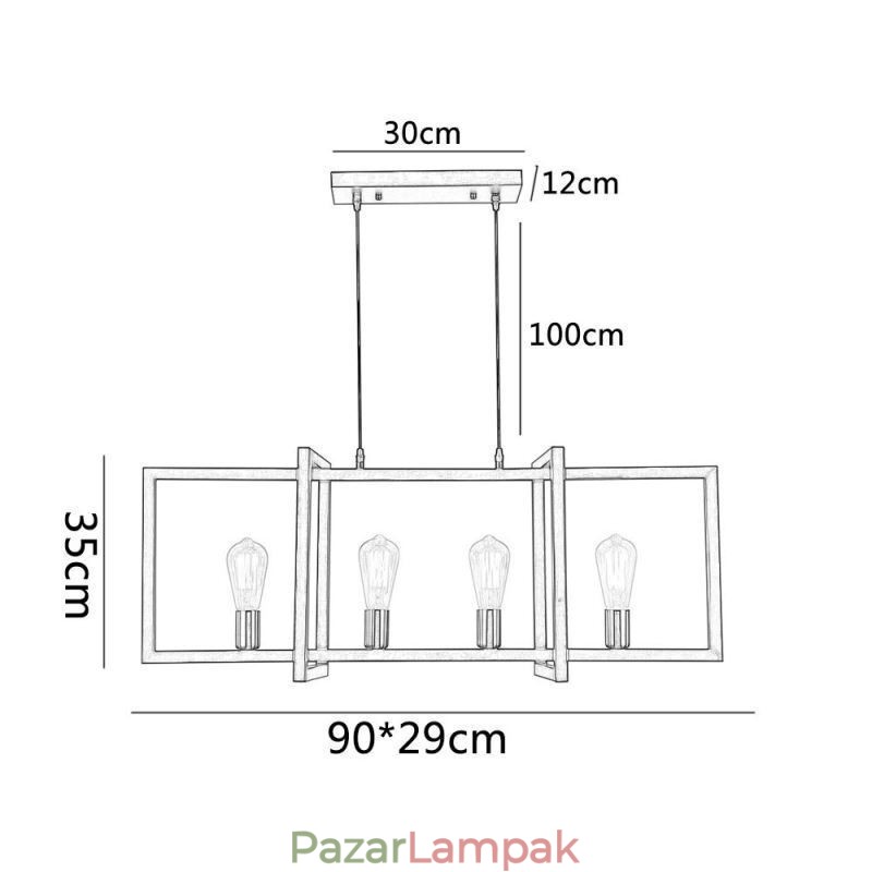 4 Fény függeszték Könnyűipari stílusú Lightingway