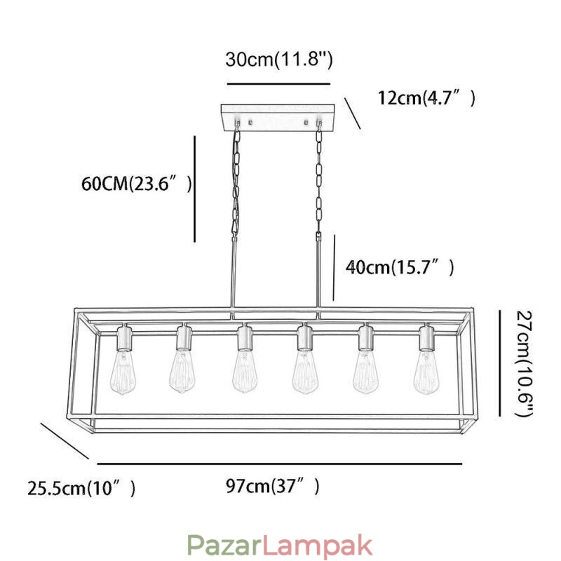 Parasztház függő lámpatest Sziget függő lámpák 6 lámpák