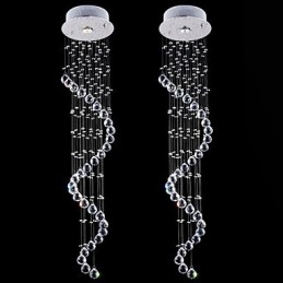 Kristály Függeszték Csillár Világítás 1 Lámpák Ezüst baldachinos átlátszó K9 Crystal Helix mennyezeti lámpák H120CM