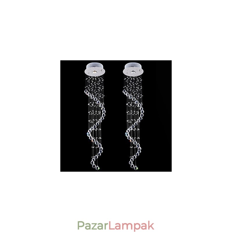 Kristály Függeszték Csillár Világítás 1 Lámpák Ezüst baldachinos átlátszó K9 Crystal Helix mennyezeti lámpák H120CM