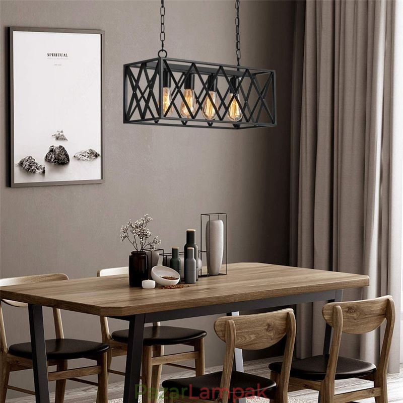 Rusztikus téglalap alakú függőlámpa 4 Light Farmhouse függőlámpa