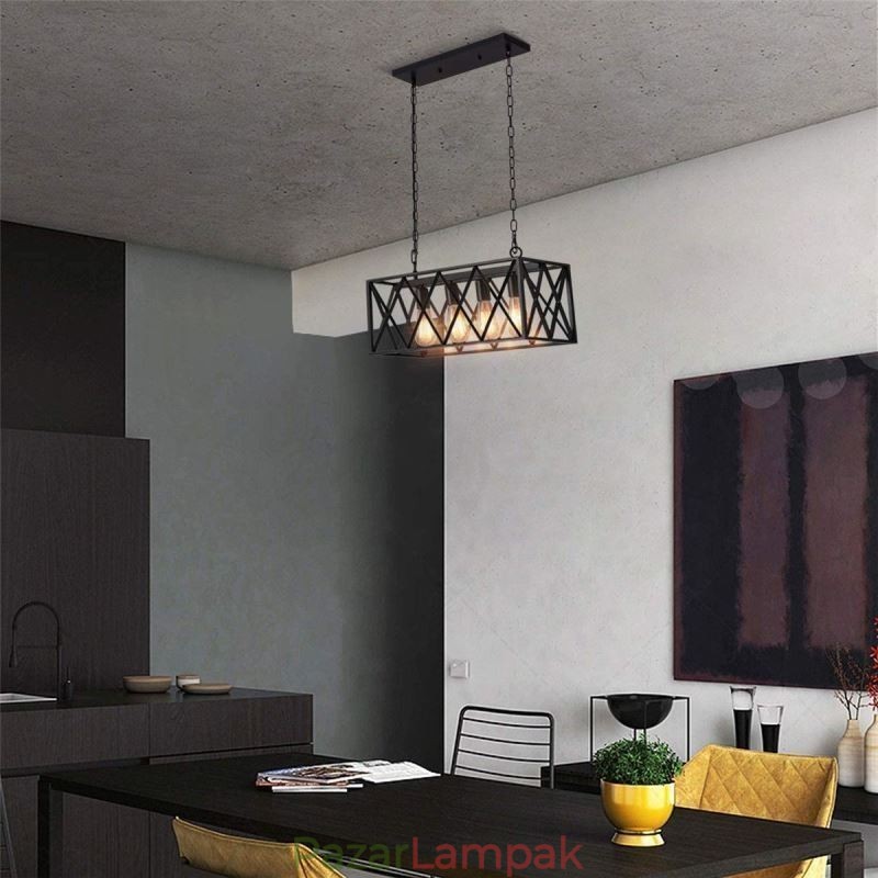 Rusztikus téglalap alakú függőlámpa 4 Light Farmhouse függőlámpa