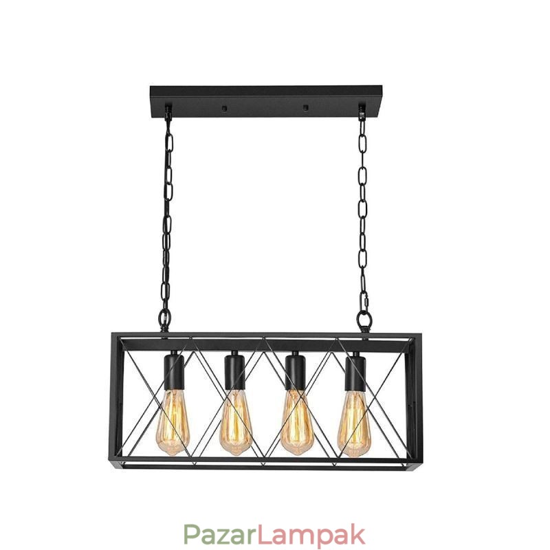 Rusztikus téglalap alakú függőlámpa 4 Light Farmhouse függőlámpa