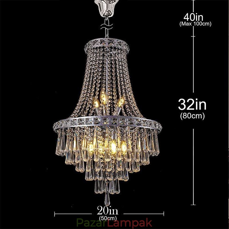 Modern kristálycsillár Kortárs, elegáns mennyezeti lámpatest duplex lépcső