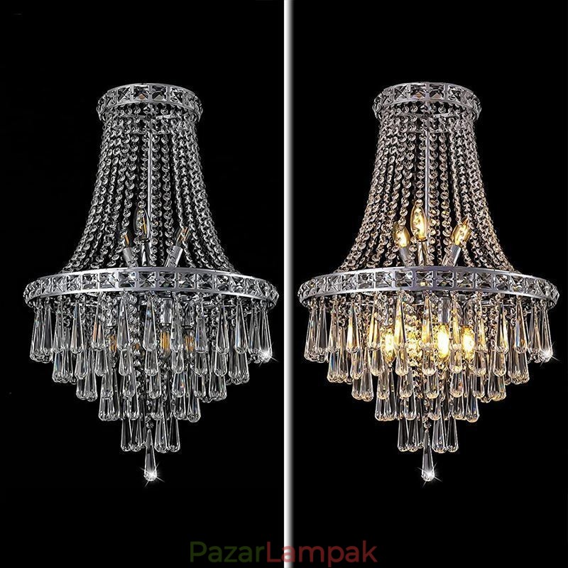 Modern kristálycsillár Kortárs, elegáns mennyezeti lámpatest duplex lépcső