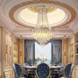 Modern kristálycsillár Kortárs, elegáns mennyezeti lámpatest duplex lépcső