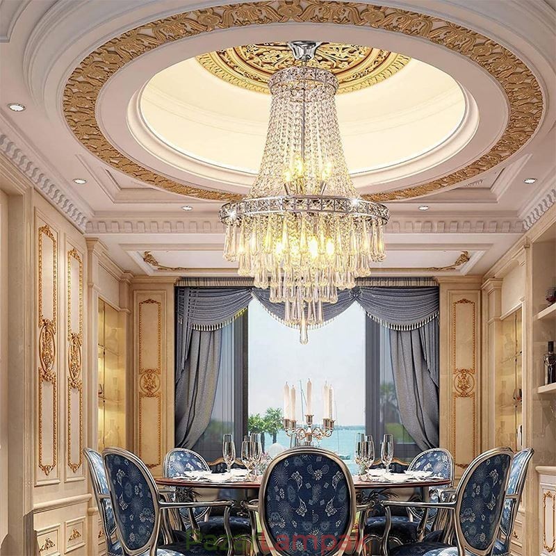 Modern kristálycsillár Kortárs, elegáns mennyezeti lámpatest duplex lépcső