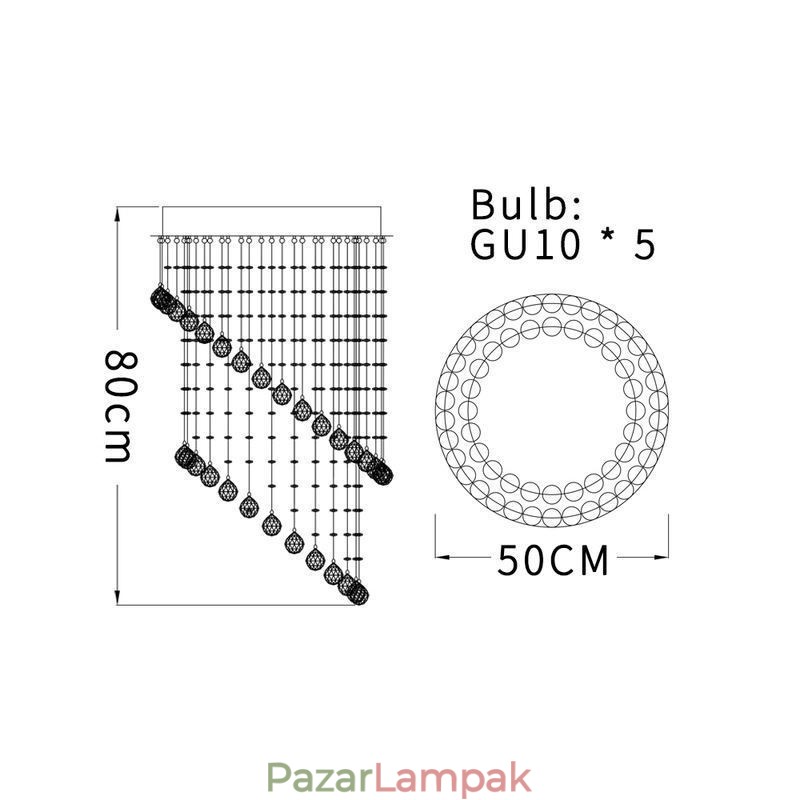 Modern kristálycsillár kerek esőcsepp mennyezeti lámpa