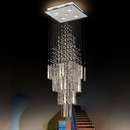 Modern négyzet alakú kristálycsillár Kortárs, elegáns mennyezeti lámpatest duplex lépcső Modern négyzet alakú kristálycsillár Kortárs, elegáns mennyezeti lámpatest duplex lépcső