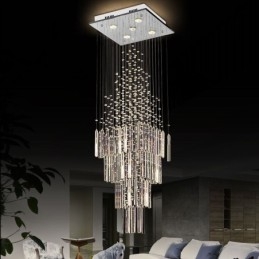 Modern négyzet alakú kristálycsillár Kortárs, elegáns mennyezeti lámpatest duplex lépcső