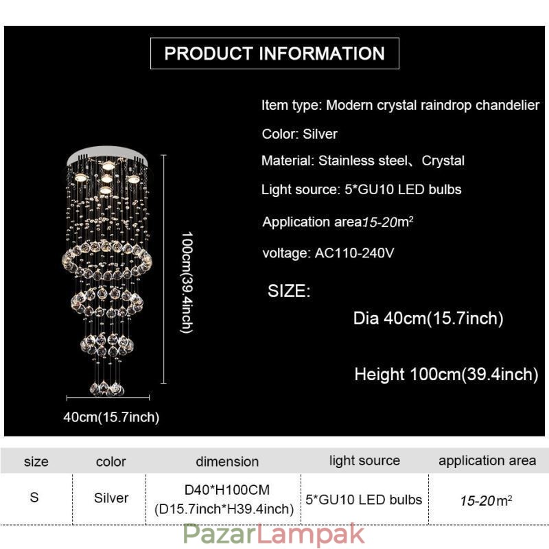 Crystal csillár kortárs, elegáns mennyezeti lámpatest duplex lépcső