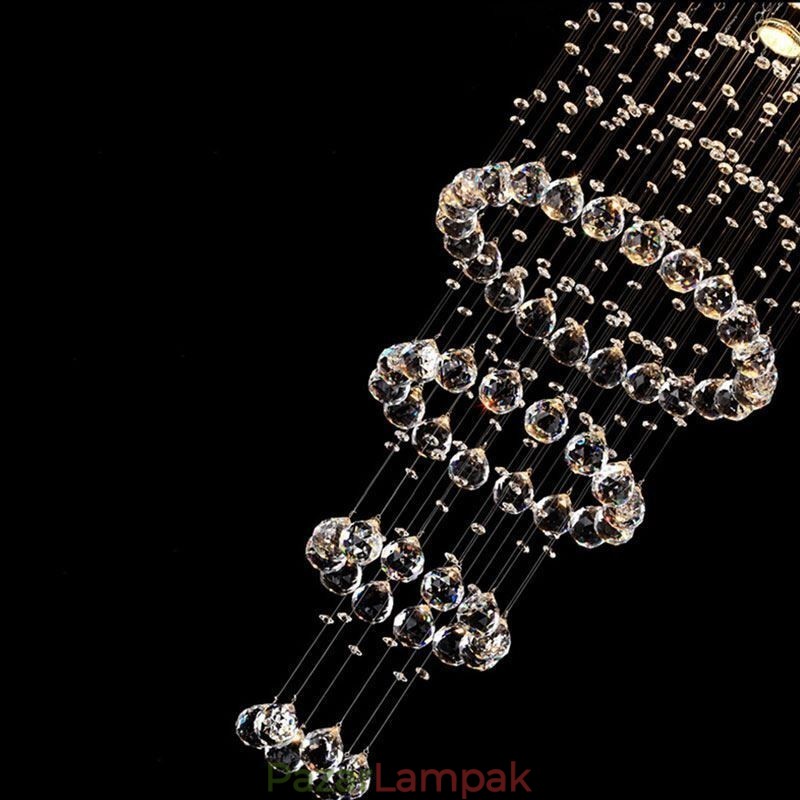 Crystal csillár kortárs, elegáns mennyezeti lámpatest duplex lépcső