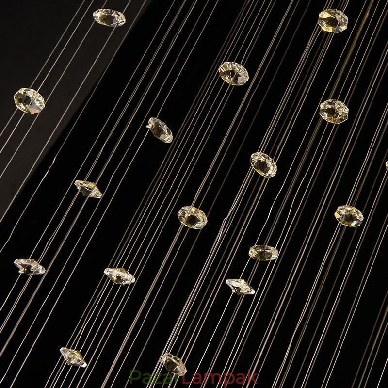 Crystal csillár kortárs, elegáns mennyezeti lámpatest duplex lépcső