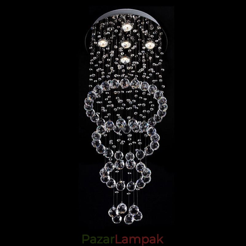 Crystal csillár kortárs, elegáns mennyezeti lámpatest duplex lépcső