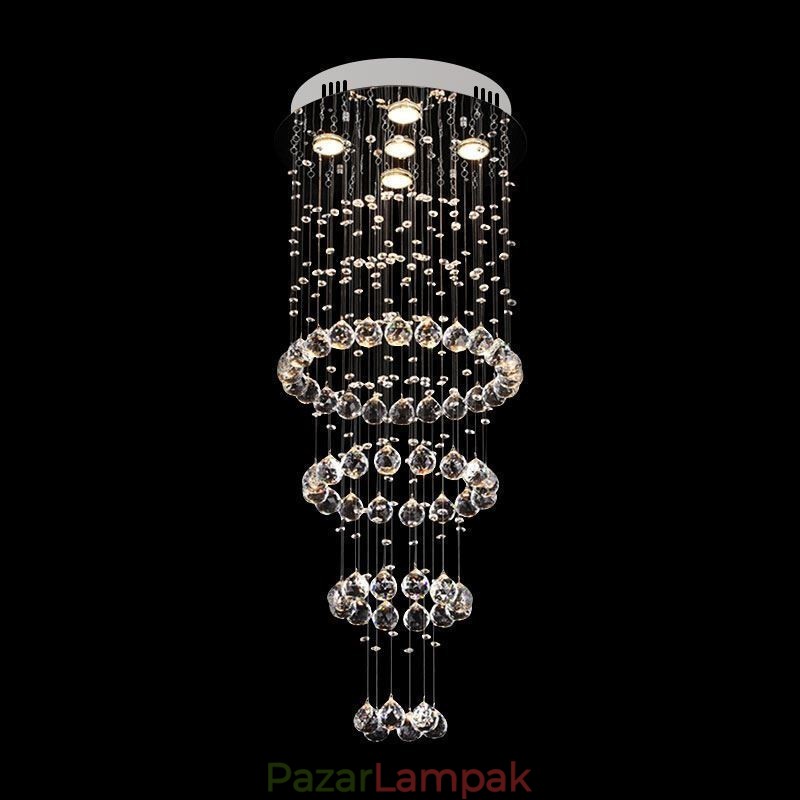 Crystal csillár kortárs, elegáns mennyezeti lámpatest duplex lépcső