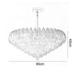 Amerikai függőlámpa üveg mennyezeti lámpa borostyán átlátszó 90cm 14 lámpa