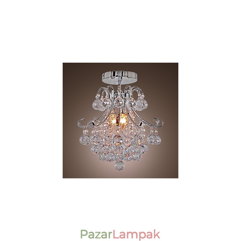Modern, modern kristály mini stílusú galvanizált fém csillár süllyesztett rögzítés