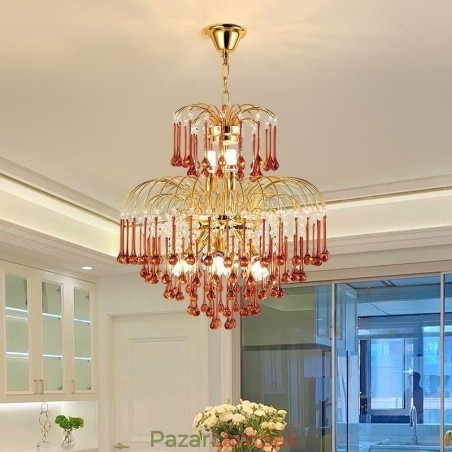 Kristály függőlámpa Elegáns duplex dekoratív mennyezeti lámpa Kristály függőlámpa Elegáns duplex dekoratív mennyezeti lámpa