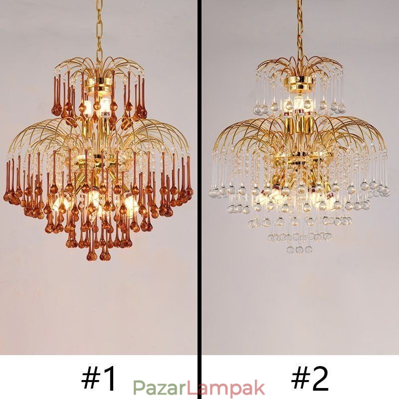Kristály függőlámpa Elegáns duplex dekoratív mennyezeti lámpa