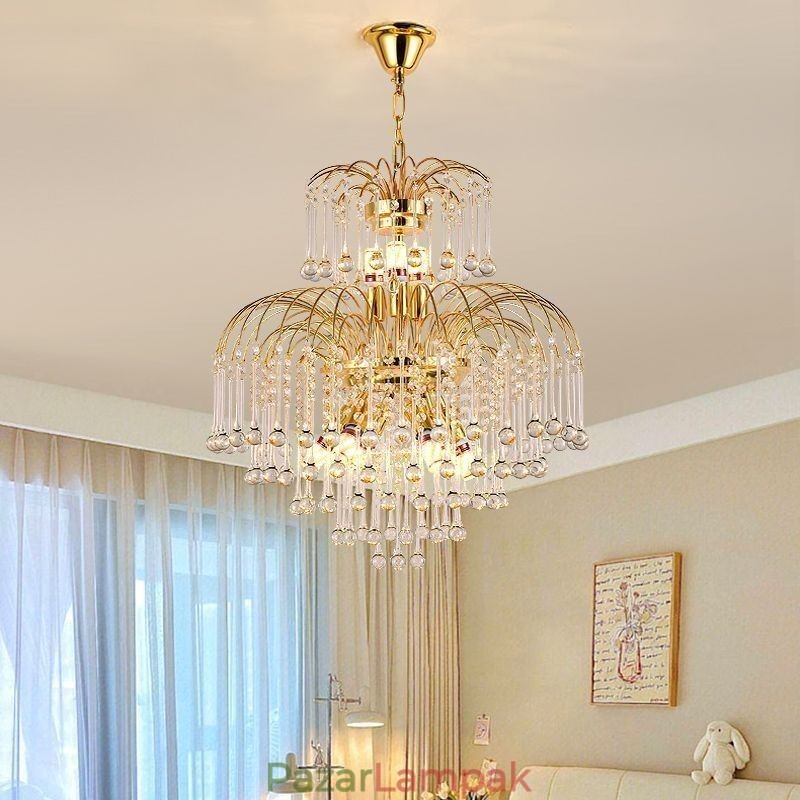 Kristály függőlámpa Elegáns duplex dekoratív mennyezeti lámpa