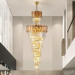 Kúpos kristály függőlámpa Luxus duplex dekoratív mennyezeti lámpa