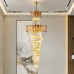 Kúpos kristály függőlámpa Luxus duplex dekoratív mennyezeti lámpa