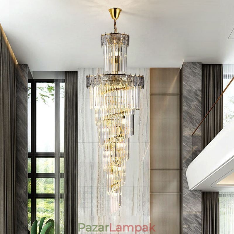 Kúpos kristály függőlámpa Duplex dekoratív mennyezeti lámpa