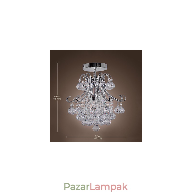 Modern, modern kristály mini stílusú galvanizált fém csillár süllyesztett rögzítés