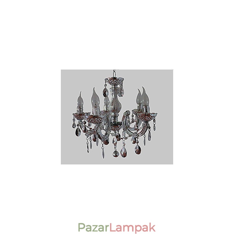 Modern ezüst akril kristály stílusú csillár 5 lámpával