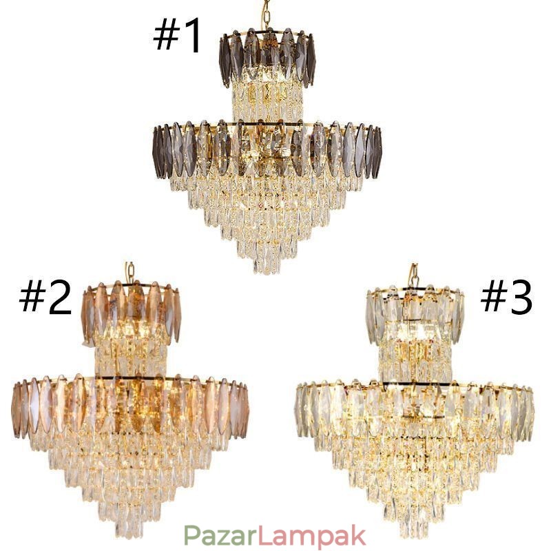 Kúpos kristály függőlámpa Duplex dekoratív mennyezeti lámpa 80cm